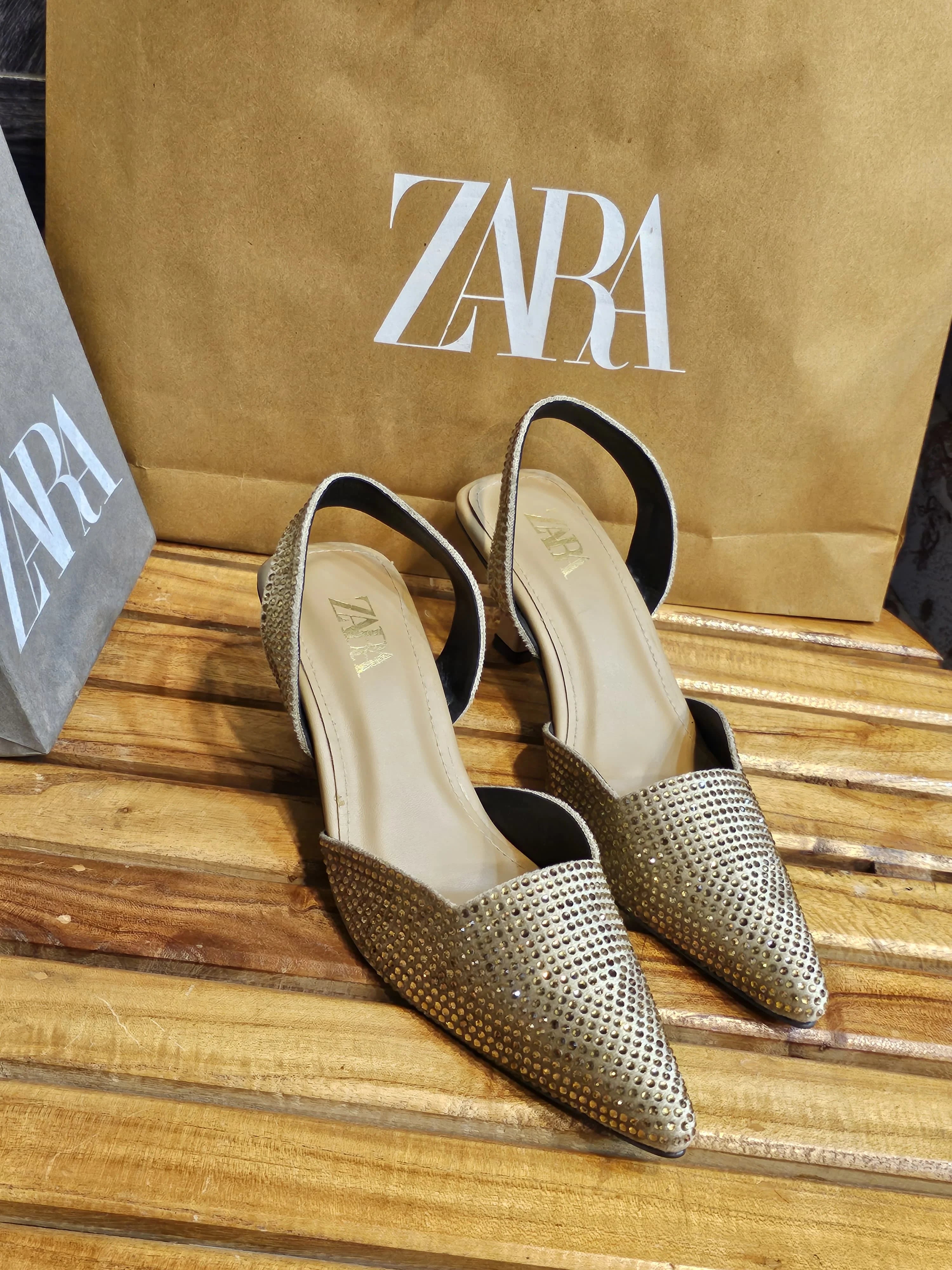 ZARA Rhinestone Slingback Heels