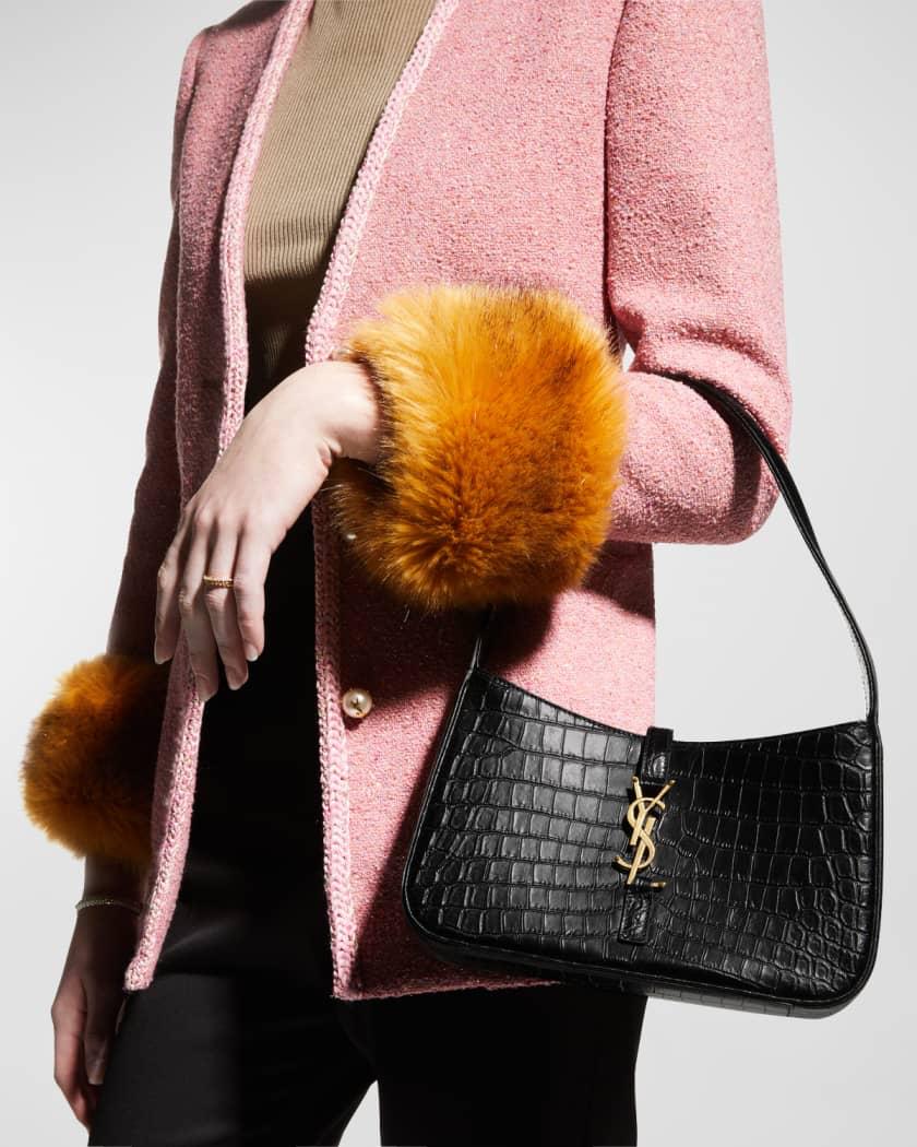 SAINT LAURENT  LE 5 À 7 IN LEATHER - CROC - EMBOSSED BLACK