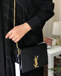 Saint Laurent Cassandra Patent Leather Wallet on a Chain - Black