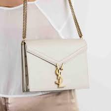 Saint Laurent Cassandra Patent Leather Wallet on a Chain - White