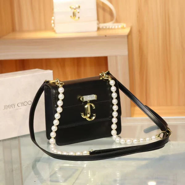 JIMMY CHOO Crossbody Plain Design Bag - Black